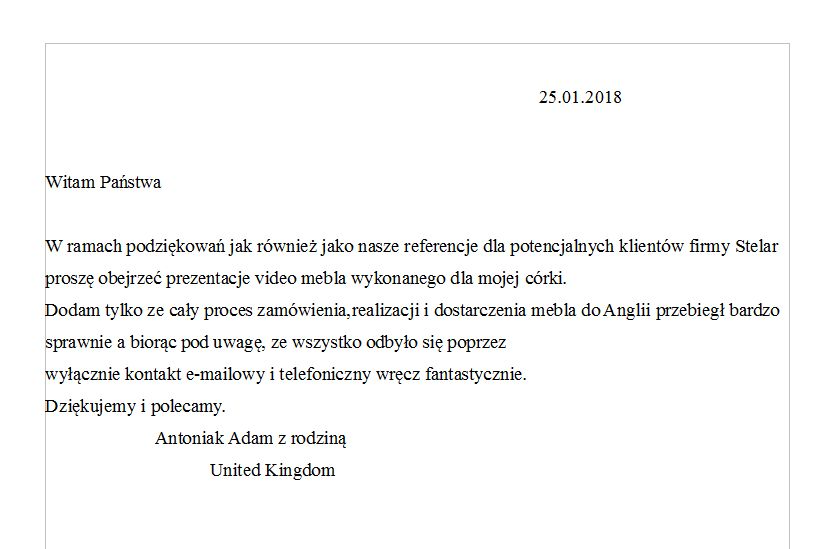 Skan oryginalnej opinii Adama Antoniaka z rodziną