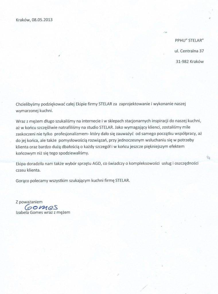 Skan oryginalnej opinii Izabeli Gomes