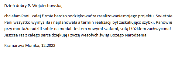 Zrzut oryginalnej opinii Moniki Kramářovej
